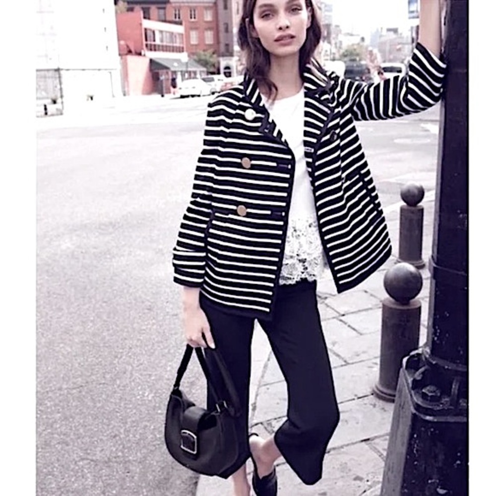 Kate Spade Broome Street Striped Short Pea Coat